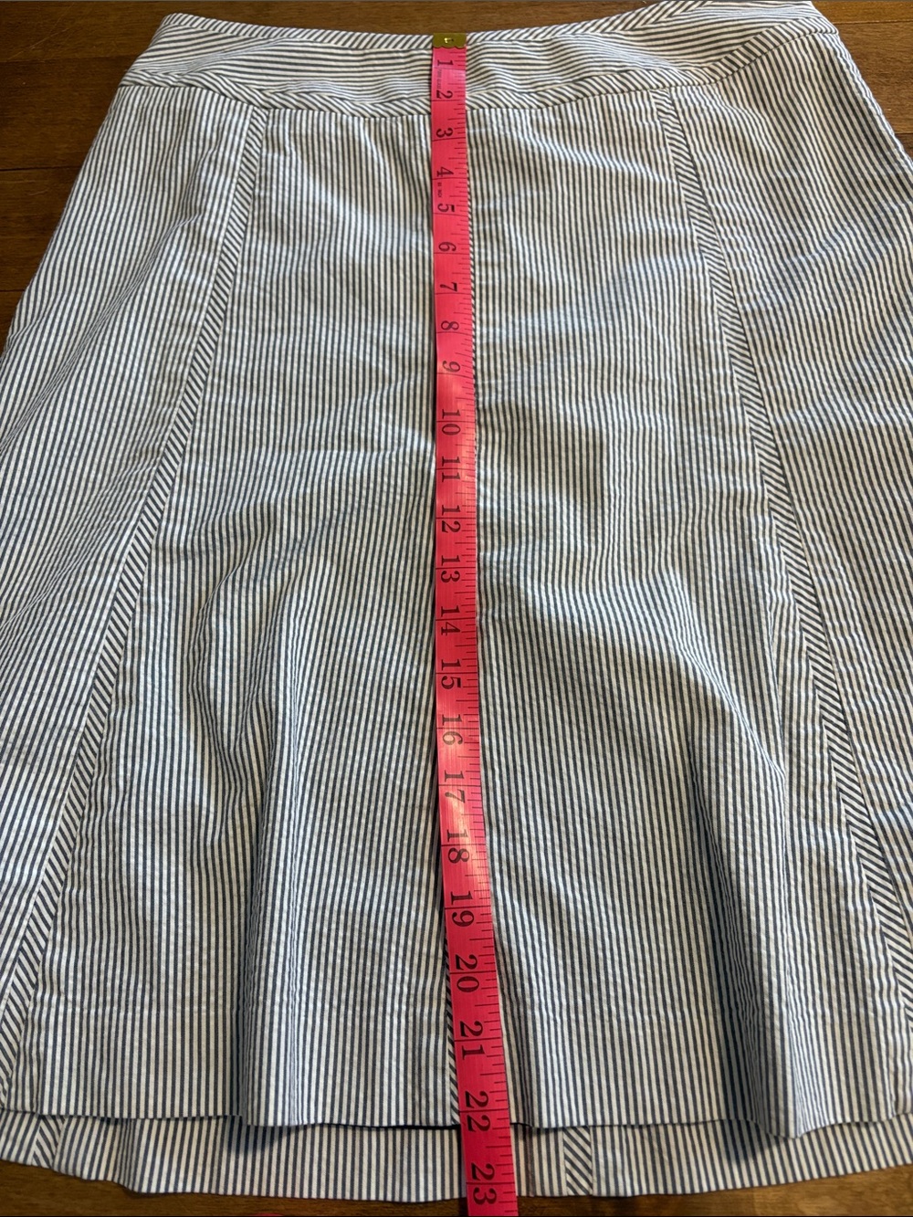 Cotton Talbots Blue and White Pinstripe A-Line Skirt - Picture 8 of 8
